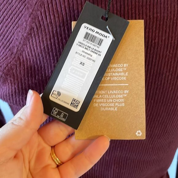 [Vero Moda] Purple Ribbed Long Sleeve Dress - Size XS NWT - Picture 4 of 5